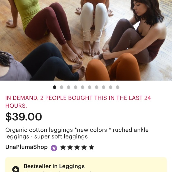 Una pluma organic cotton leggings size medium 2 for $38 - Picture 4 of 5